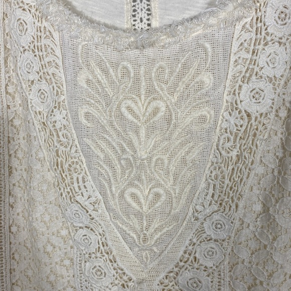 Anthropologie Elegant Cream Lace Women's Tunic Top size large - Picture 4 of 14
